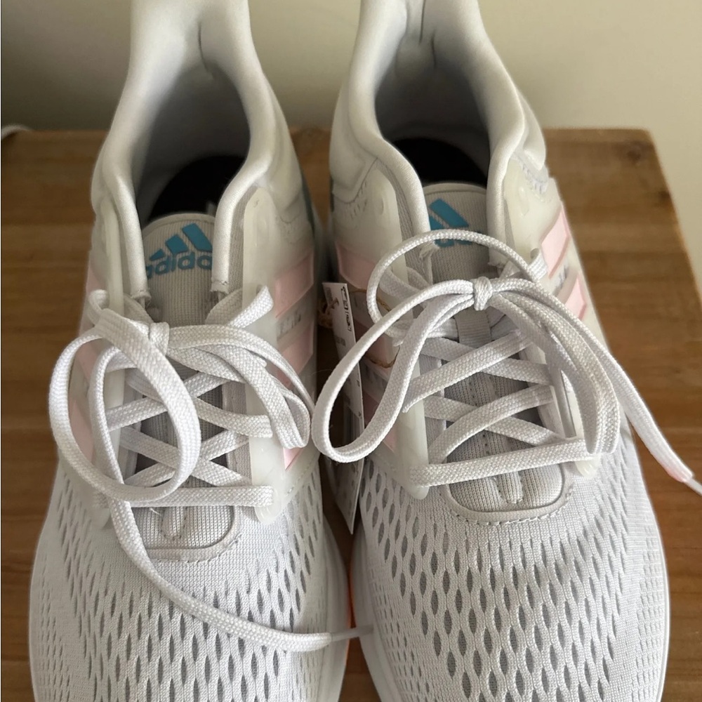 Adidas Women's White and Light Pink Athletic Shoes